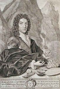 Portrait of Johann Jacob Scheuchzeri, frontispiece to Itinera Alpina by Scheuchzeri, engraved by Joseph Nutting c.1660-1722 published 1706 by Tigur, Melchior Fusslinus