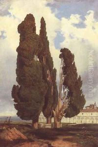 Carthusian Monastery in the Vicinity of Rome c. 1858 by Karoly Telepy