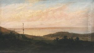Dusk on the Lake Balaton at Almadi by Karoly Telepy
