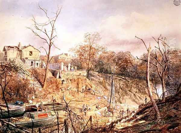 Macclesfield Bridge and the Canal after the Regents Park Explosion, 1874 - view 1