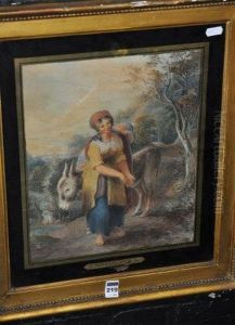 Pastoral Study With Bohemian Lady And Donkey by Francis Wheatley