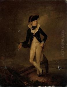 Portrait Of A Naval Officer, Full-length, In Uniform, A Telescope In His Right Hand by Francis Wheatley
