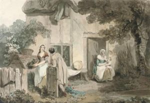Figures Outside A Cottage by Francis Wheatley