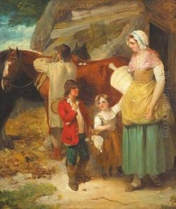 A Dairy Maid With Farmer, His Horse And Twochildren by Francis Wheatley