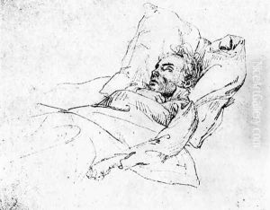 Ludwig van Beethoven 1770-1827 on his deathbed, 28th March 1827 by Josef Eduard Teltscher