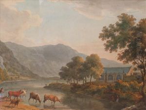 Peasants Andcattle Fording A River