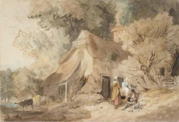 Country Scene With Milkmaids - view 1