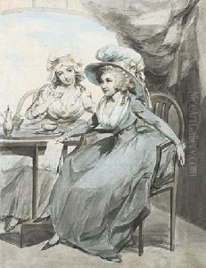 Ladies In An Interior Drinking Tea by Francis Wheatley