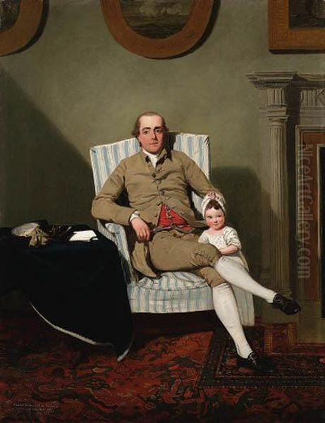 Double Portrait Of Robert
Grimston Of Neswick, Yorkshire,full-length, Seated, In A Buff Coat And
Breeches And His Eldestdaughter Lucy, Later Lady Wilmot, In An Interior - view 1