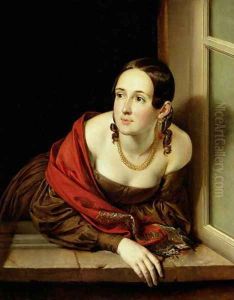 Woman at her Window or, The Wife of a Treasurer, 1841 by Vasili Andreevich Tropinin