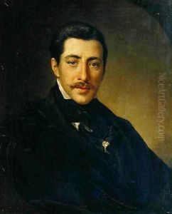 Portrait of the Author Alexander Sukhowo-Kobylin 1817-1903 by Vasili Andreevich Tropinin