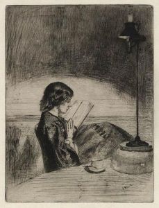 Reading By Lamp Light by James Abbott McNeill Whistler