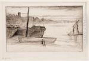 Chelsea Bridge And Church by James Abbott McNeill Whistler