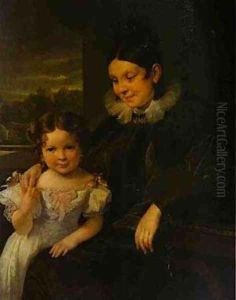 Portrait Of VI Yershova With Her Daughter 1831