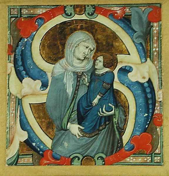 Historiated initial S depicting St. Anne and the Virgin - view 1