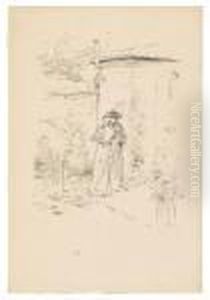 Confidences In The Garden. by James Abbott McNeill Whistler