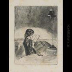 Reading By Lamplight, 1858 [kennedy 32] by James Abbott McNeill Whistler