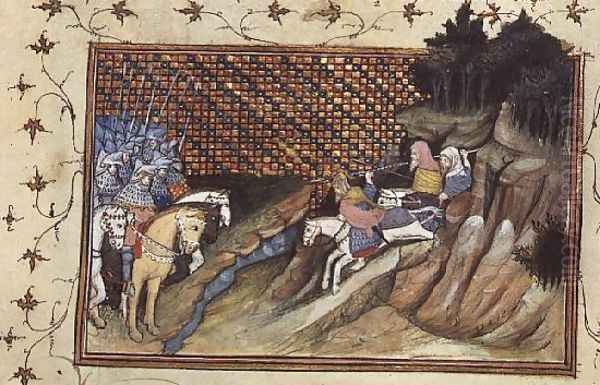 Harl 1319 f.9 MacNamara, the Irish chieftain comes to confer with the Earl of Gloucester, from the Histoire du Roy dAngleterre, Richard II - view 1