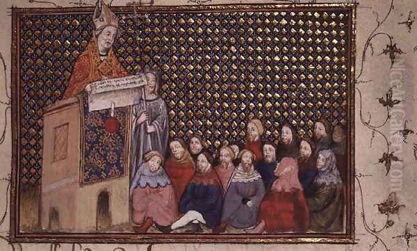 Harl 1319 f.12 Archbishop Arundel preaching in the cause of Henry, from the Histoire du Roy dAngleterre, Richard II - view 1