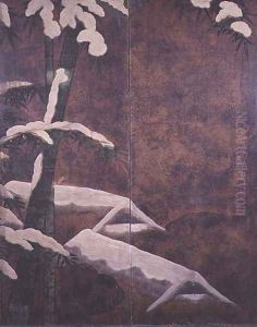 Bamboos under snow 5 by Mitsuyoshi (Gyobu) (Kyuyoku) Tosa