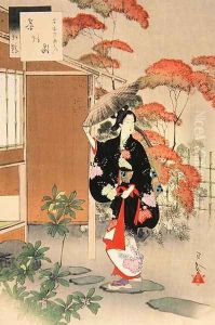 Tea Ceremony A Woman of the Hoei Era, from the series A Selection of the Thirty-Six Beauties, 1893 by Mizuno Toshikata