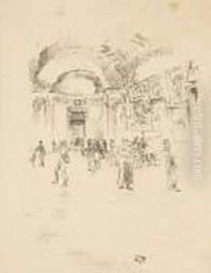 The Long Gallery, Louvre; Savoy Pigeons by James Abbott McNeill Whistler