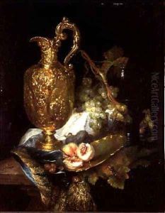 Still life of a Silver Gilt Ewer with Fruit by Catharini Treu