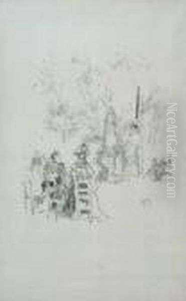Conversation Under The Statue, Luxembourg Gardens - view 1