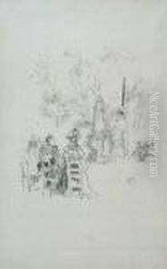 Conversation Under The Statue, Luxembourg Gardens by James Abbott McNeill Whistler