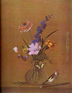 Flowers Butterfly And Bird 1820 by Fedor Petrovich Tolstoy