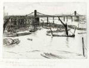 Old Hungerford Bridge, From Sixteen Etchings