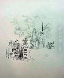 Conversation Under The Statue, Luxembourg Gardens by James Abbott McNeill Whistler