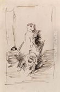 Sketch Of Harmony In Grey And Green: Miss Cecily Alexander by James Abbott McNeill Whistler
