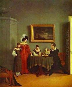 Self Portrait With Family Detail 1830 by Fedor Petrovich Tolstoy