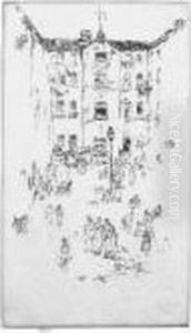 Courtyard, Brussels by James Abbott McNeill Whistler