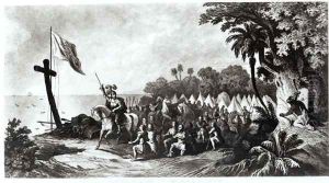 The Landing at Tampa Bay- De Soto and his Followers Swearing to Conquer or Die, engraved by John Sartain