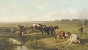 Cattle in an extensive polder landscape by Jan Bedijs Tom