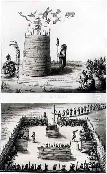The Prophets Lodge and Medawisos from a book by Henry Schoolcraft 1793-1864 - view 1