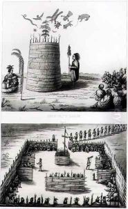 The Prophets Lodge and Medawisos from a book by Henry Schoolcraft 1793-1864 by J. C. Tidball