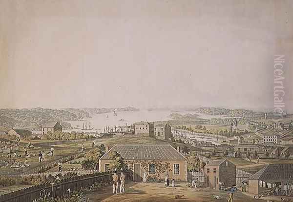 The Entrance of Port Jackson, and part of the town of Sydney in New South Wales, left section of panoramic view, c.1821 - view 1