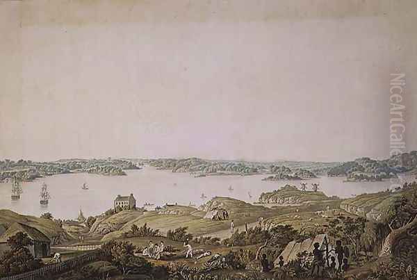 Part of the harbour of Port Jackson and the country between Sydney and the Blue Mountains, New South Wales, right section of a panoramic view, c.1821 - view 1