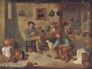 A peasant family in an interior by David The Younger Teniers