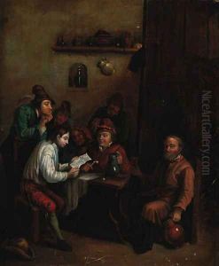 Peasants in an interior by David The Younger Teniers