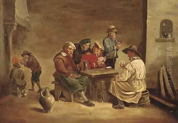 Boors playing cards in a tavern - view 1