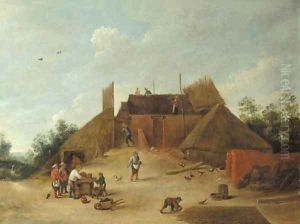 Peasants at work on a building site by David The Younger Teniers