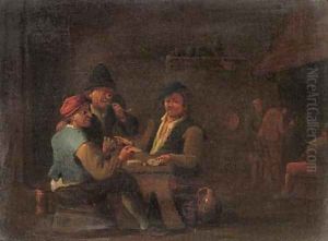 Peasants playing cards in an inn by David The Younger Teniers