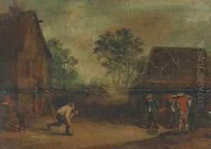 Peasants playing skittles outside an inn