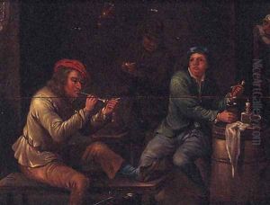 Peasants Smoking In A Tavern Interior by David The Younger Teniers