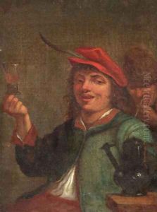 A boor drinking at table in an inn
