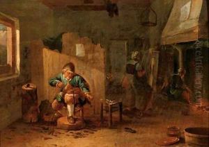 A cobbler in his workshop